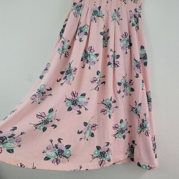 Vintage Gina Peters Midi Skirt Sz S Pink Floral Elastic Waist Casual Summer USA - Picture 3 of 9